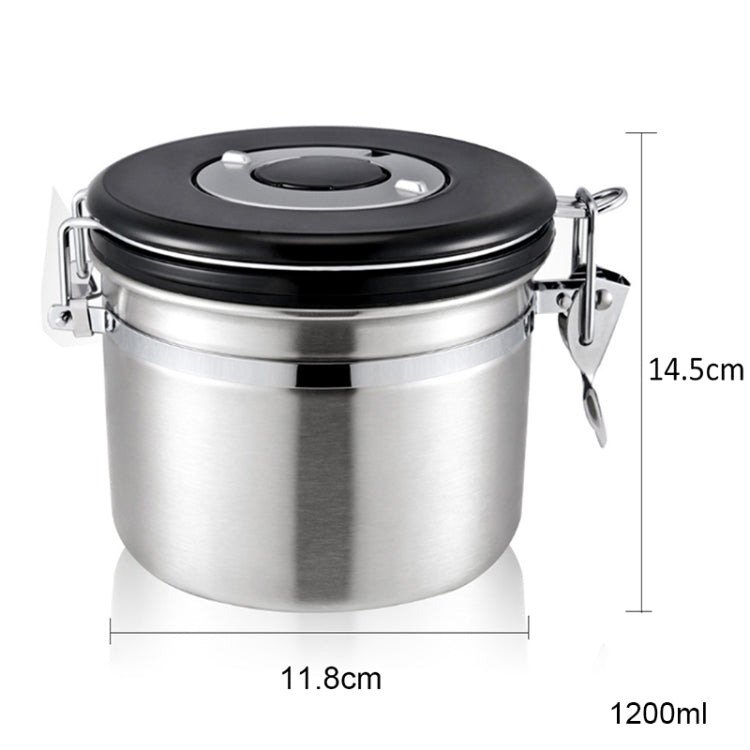 1200ml Stainless Steel Sealed Food Coffee Grounds Bean Storage Container with Built-in CO2 Gas Vent Valve & Calendar (Silver) - Coffee Tools by PMC TechLife | Online Shopping South Africa | PMC TechLife | Buy Now Pay Later Mobicred