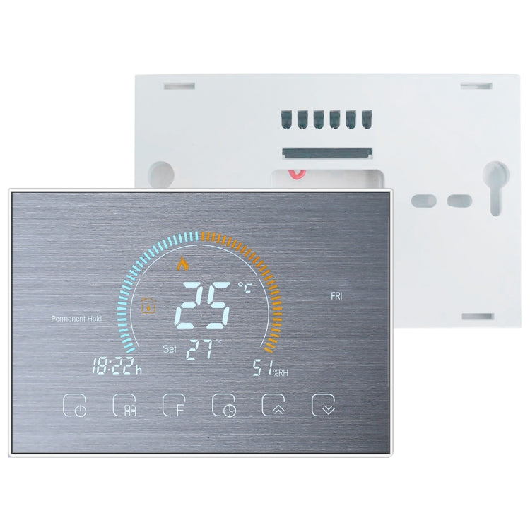 BHT-8000-GALW-SS Brushed Stainless Steel Mirror Control Water Heating Energy-saving and Environmentally-friendly Smart Home Negative Display LCD Screen Round Room Thermostat with WiFi - Thermostat & Thermometer by PMC Jewellery | Online Shopping South Africa | PMC Jewellery | Buy Now Pay Later Mobicred