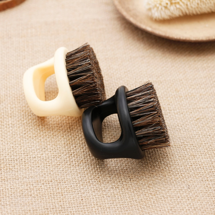 Men Ring Design Portable Boar Brush White ABS Haircut Cleaning Shaving Brush(Black) - free shipping - PMC TechLife - Order now!