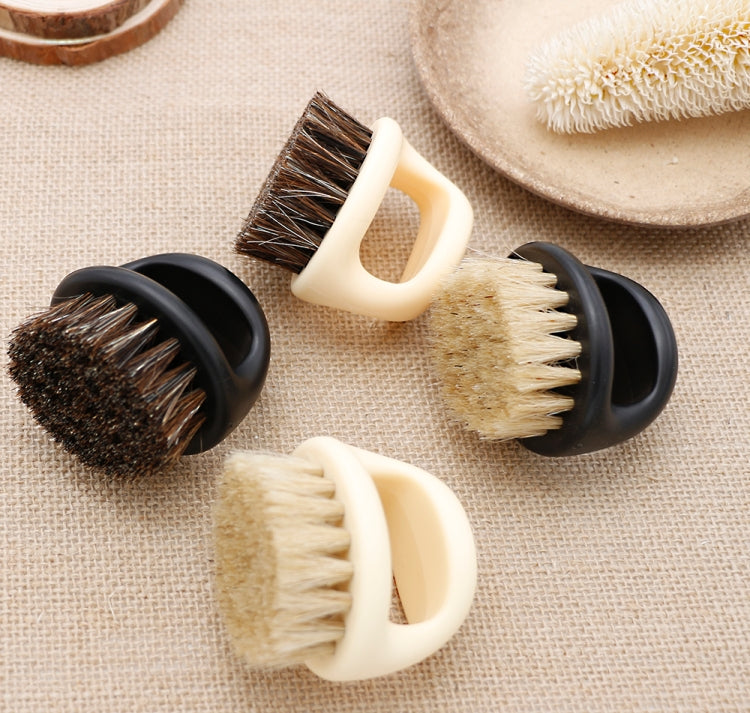 Men Ring Design Portable Boar Brush White ABS Haircut Cleaning Shaving Brush(Black) - free shipping - PMC TechLife - Order now!