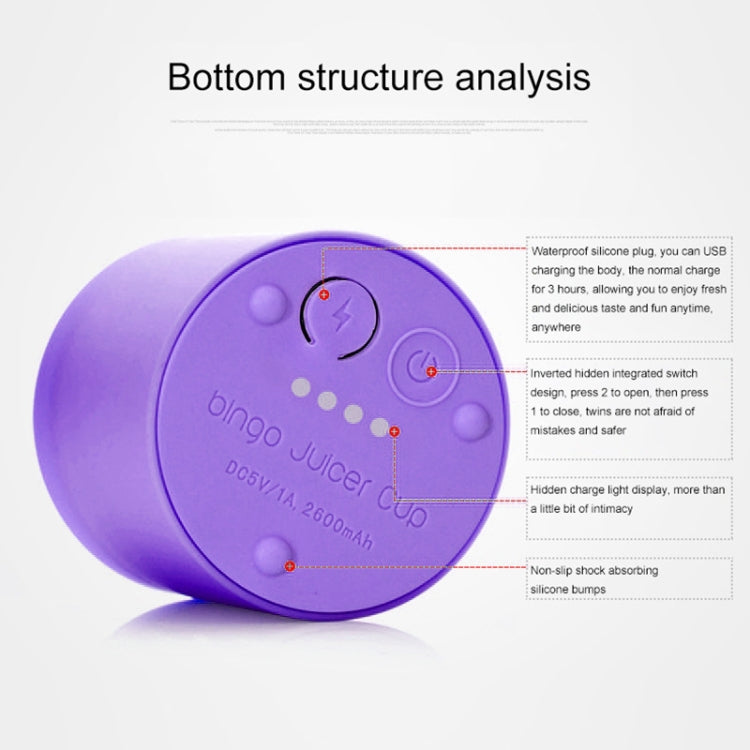 Bingo 500ml Mini Portable USB Rechargeable Electric Juicer Cup  Juicer Blender, 22000 Revolutions Per Minute(Purple) - free shipping - PMC TechLife - Order now!