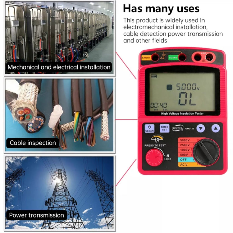 BENETECH GM3125 High Voltage Insulation Tester Resistance Tester - free shipping - PMC TechLife - Order now!