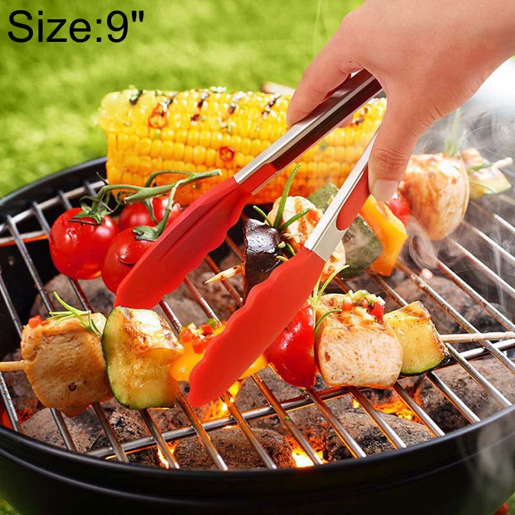 9 inch Silicone Non-slip Food Bread Barbecue BBQ Clip Tongs Kitchen Tools(Red) - Food Clips & Clips by PMC TechLife | Online Shopping South Africa | PMC TechLife | Buy Now Pay Later Mobicred
