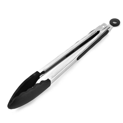 12 inch Silicone Non-slip Food Bread Barbecue BBQ Clip Tongs Kitchen Tools(Black) - Food Clips & Clips by PMC Jewellery | Online Shopping South Africa | PMC Jewellery | Buy Now Pay Later Mobicred