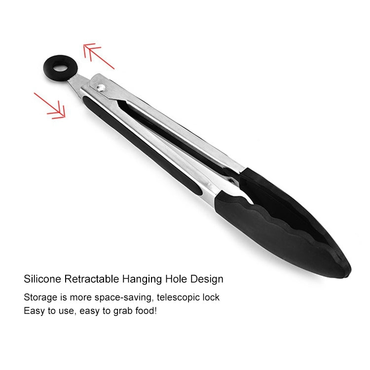 12 inch Silicone Non-slip Food Bread Barbecue BBQ Clip Tongs Kitchen Tools(Black) - Food Clips & Clips by PMC TechLife | Online Shopping South Africa | PMC TechLife | Buy Now Pay Later Mobicred
