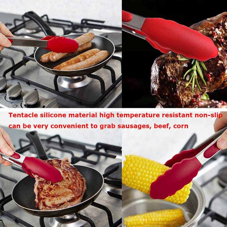12 inch Silicone Non-slip Food Bread Barbecue BBQ Clip Tongs Kitchen Tools(Red) - Food Clips & Clips by PMC TechLife | Online Shopping South Africa | PMC TechLife | Buy Now Pay Later Mobicred
