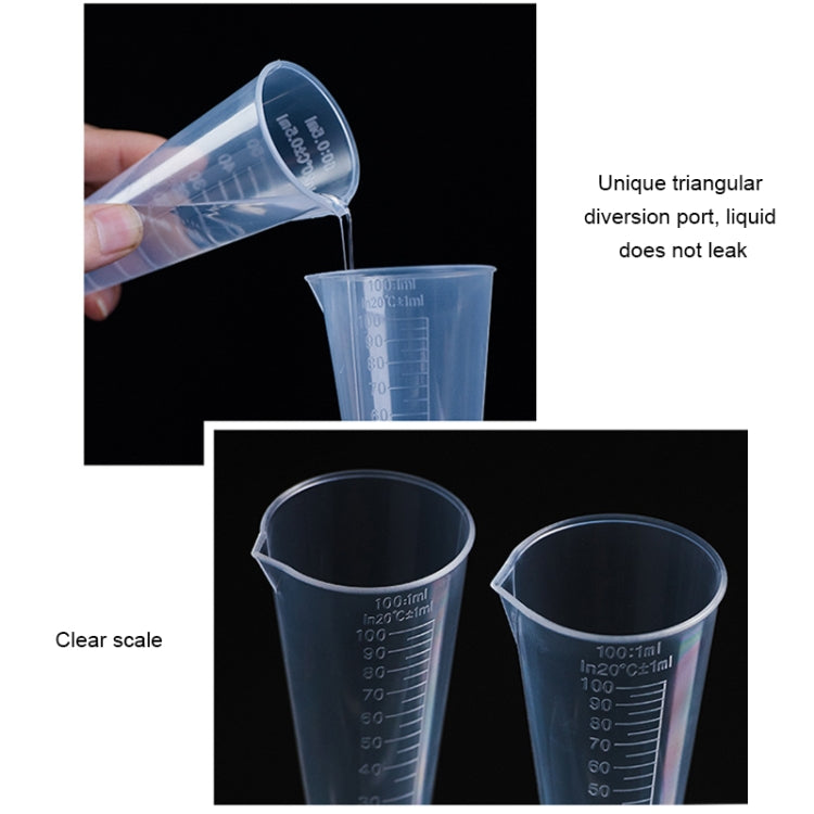 10 PCS 100ml Food Grade PP Plastic Flask Digital Cone Measuring Cup Cylinder Scale Measure Glass Lab Laboratory Tools(Transparent) - Gadgets by PMC Jewellery | Online Shopping South Africa | PMC Jewellery | Buy Now Pay Later Mobicred