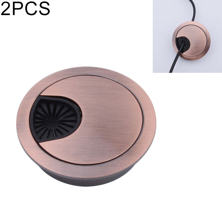 2 PCS Desk Computer Desktop Zinc Alloy Round Threading Box Hole Cover, Hole Diameter: 50mm (Red Bronze) - Furniture Accessories by PMC Jewellery | Online Shopping South Africa | PMC Jewellery