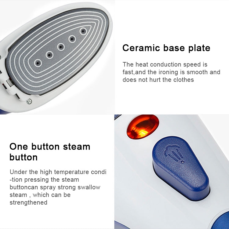 Multifunction Household Handheld Steamer Travel Portable Hand - Held Steam Hanging Hot Machine Ceramic Bottom with Flannelette Brush & Hair Brush & Measuring Cup,US Plug(Blue) - free shipping - PMC TechLife - Order now!