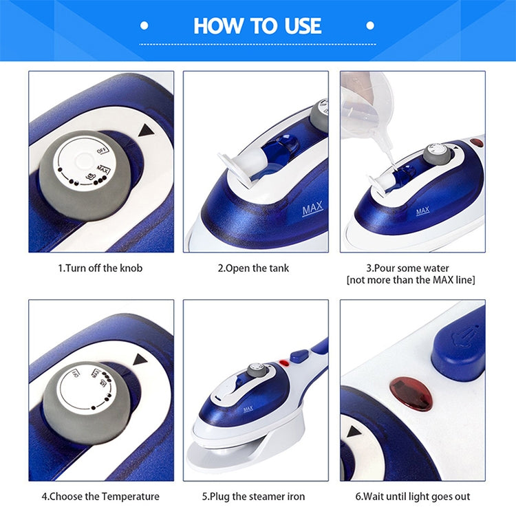 Multifunction Household Handheld Steamer Travel Portable Hand - Held Steam Hanging Hot Machine Ceramic Bottom with Flannelette Brush & Hair Brush & Measuring Cup,EU Plug(Blue) - free shipping - PMC TechLife - Order now!
