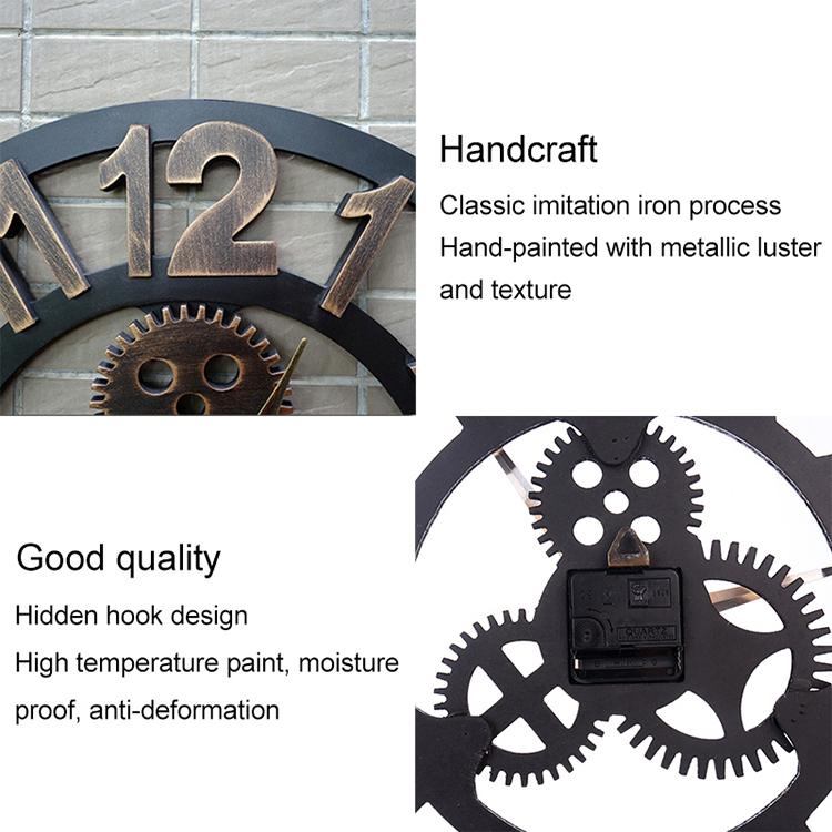 Retro Wooden Round Single-sided Gear Clock Arabic Number Wall Clock, Diameter: 70cm (Silver) - free shipping - PMC TechLife - Order now!