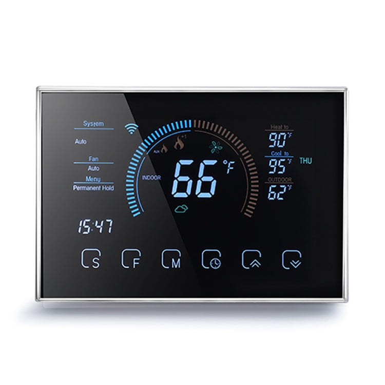 BHP-8000-WIFI-B 3H2C Smart Home Heat Pump Round Room Mirror Housing Thermostat with Adapter Plate & WiFi, AC 24V(Black) - Thermostat & Thermometer by PMC Jewellery | Online Shopping South Africa | PMC Jewellery | Buy Now Pay Later Mobicred