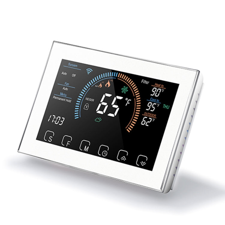 BHP-8000-WIFI-W 3H2C Smart Home Heat Pump Round Room Mirror Housing Thermostat with Adapter Plate & WiFi, AC 24V(White) - Thermostat & Thermometer by PMC Jewellery | Online Shopping South Africa | PMC Jewellery | Buy Now Pay Later Mobicred