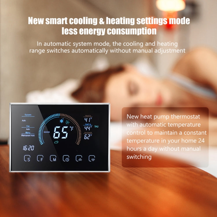 BHP-8000-WIFI-W 3H2C Smart Home Heat Pump Round Room Mirror Housing Thermostat with Adapter Plate & WiFi, AC 24V(White) - Thermostat & Thermometer by PMC Jewellery | Online Shopping South Africa | PMC Jewellery | Buy Now Pay Later Mobicred