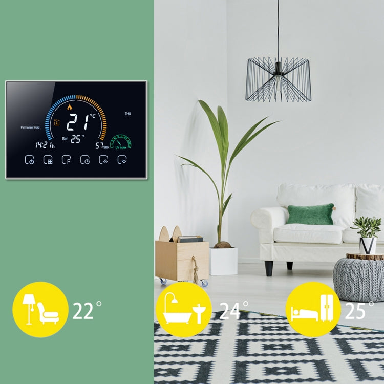 BHT-8000-GC Controlling Water/Gas Boiler Heating Energy-saving and Environmentally-friendly Smart Home Negative Display LCD Screen Round Room Thermostat without WiFi(Black) - Thermostat & Thermometer by PMC Jewellery | Online Shopping South Africa | PMC Jewellery | Buy Now Pay Later Mobicred