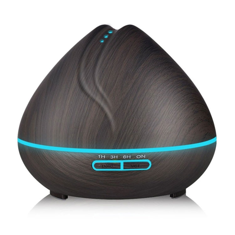 Peach Shape Wood Grain Remote Control Ultrasonic Humidifier Aromatherapy Machine Automatic Alcohol Sprayer with LED Lights, Capacity: 400mL, AU Plug (Dark Wood Color) - free shipping - PMC TechLife - Order now!