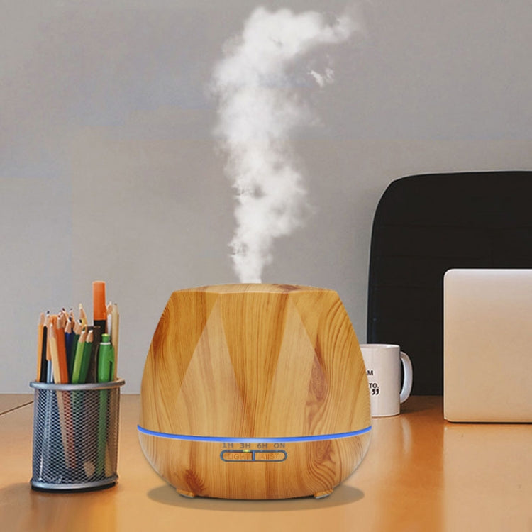 Diamond Wood Grain Remote Control Ultrasonic Humidifier Aromatherapy Machine Automatic Alcohol Sprayer with LED Lights, Capacity: 400mL, EU Plug (Light Wood Color) - free shipping - PMC TechLife - Order now!