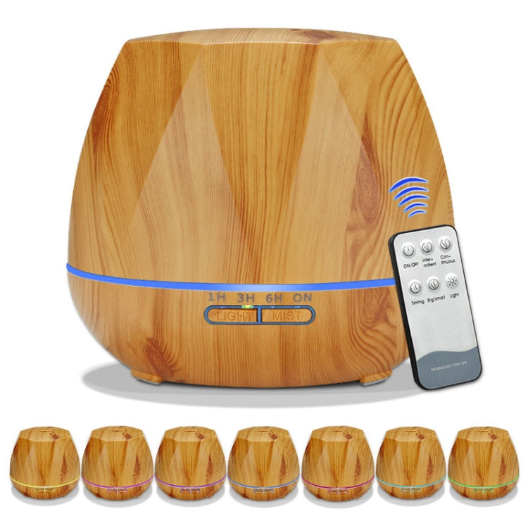 Diamond Wood Grain Remote Control Ultrasonic Humidifier Aromatherapy Machine Automatic Alcohol Sprayer with LED Lights, Capacity: 400mL, US Plug (Light Wood Color) - free shipping - PMC TechLife - Order now!