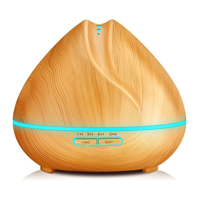 Peach Shape Wood Grain Remote Control Ultrasonic Humidifier Aromatherapy Machine Automatic Alcohol Sprayer with LED Lights, Capacity: 400mL, US Plug (Light Wood Color) - free shipping - PMC TechLife - Order now!
