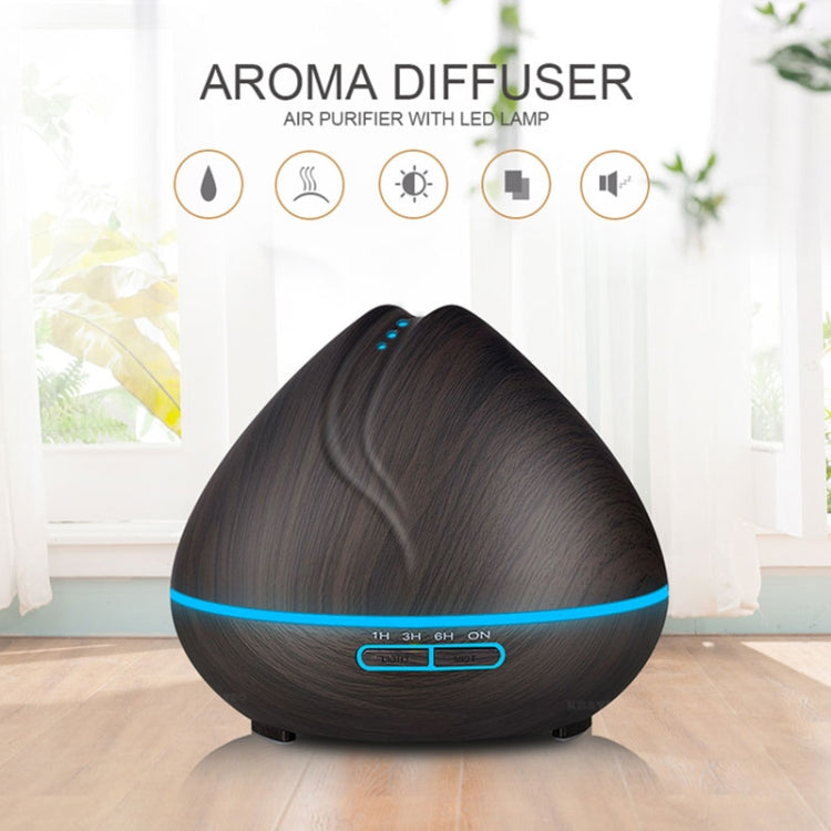 Peach Shape Wood Grain Remote Control Ultrasonic Humidifier Aromatherapy Machine Automatic Alcohol Sprayer with LED Lights, Capacity: 400mL, US Plug (Light Wood Color) - free shipping - PMC TechLife - Order now!