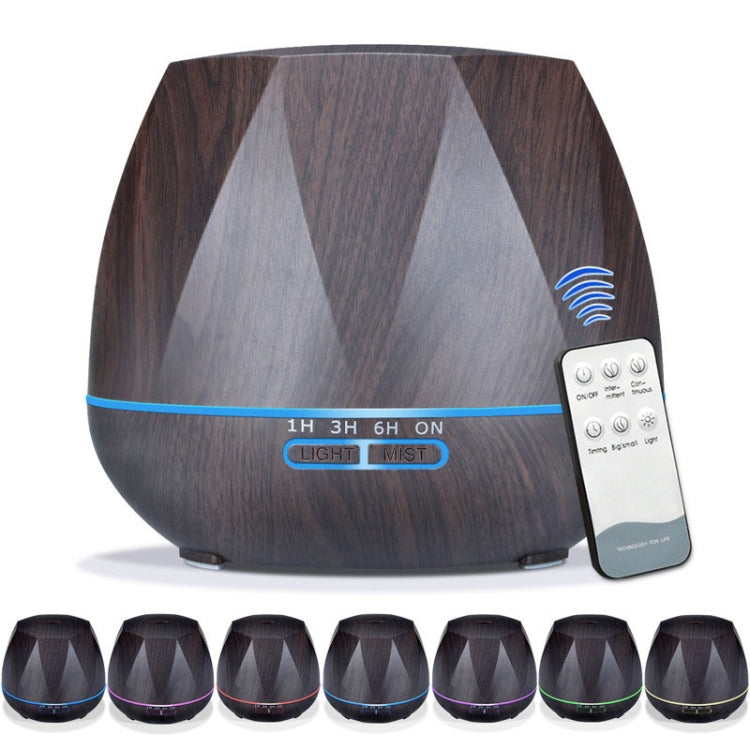Diamond Wood Grain Remote Control Ultrasonic Humidifier Aromatherapy Machine Automatic Alcohol Sprayer with LED Lights, Capacity: 400mL, UK Plug (Dark Wood Color) - free shipping - PMC TechLife - Order now!
