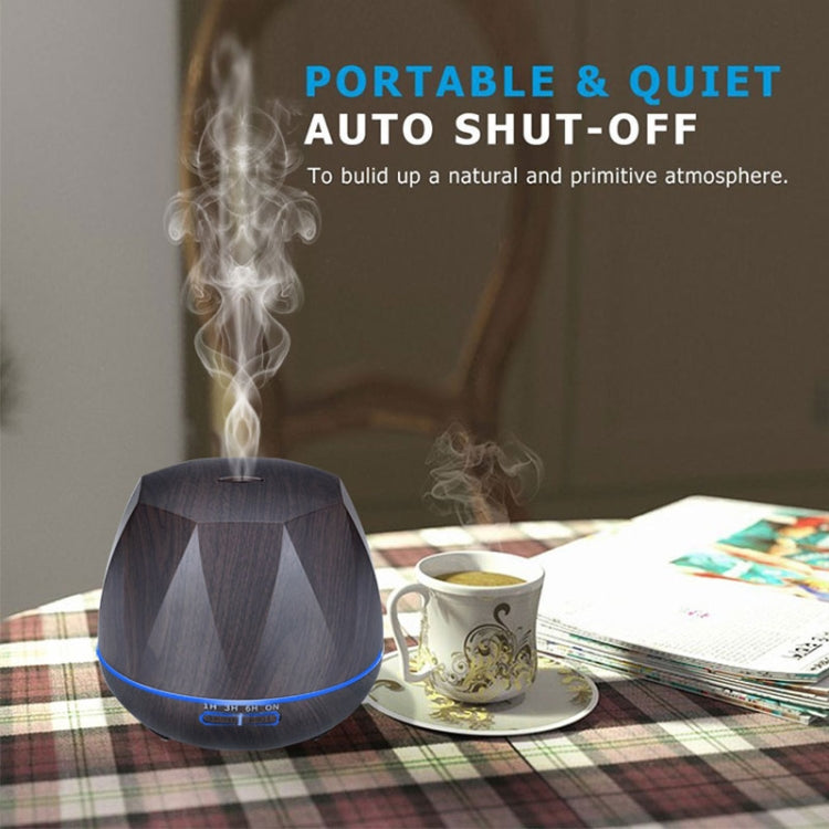 Diamond Wood Grain Remote Control Ultrasonic Humidifier Aromatherapy Machine Automatic Alcohol Sprayer with LED Lights, Capacity: 400mL, UK Plug (Dark Wood Color) - free shipping - PMC TechLife - Order now!