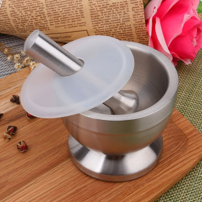 Kitchen Stainless Steel Garlic Food Mortar with Cover, Size: Small - Stirrer & Squeezer by PMC Jewellery | Online Shopping South Africa | PMC Jewellery | Buy Now Pay Later Mobicred