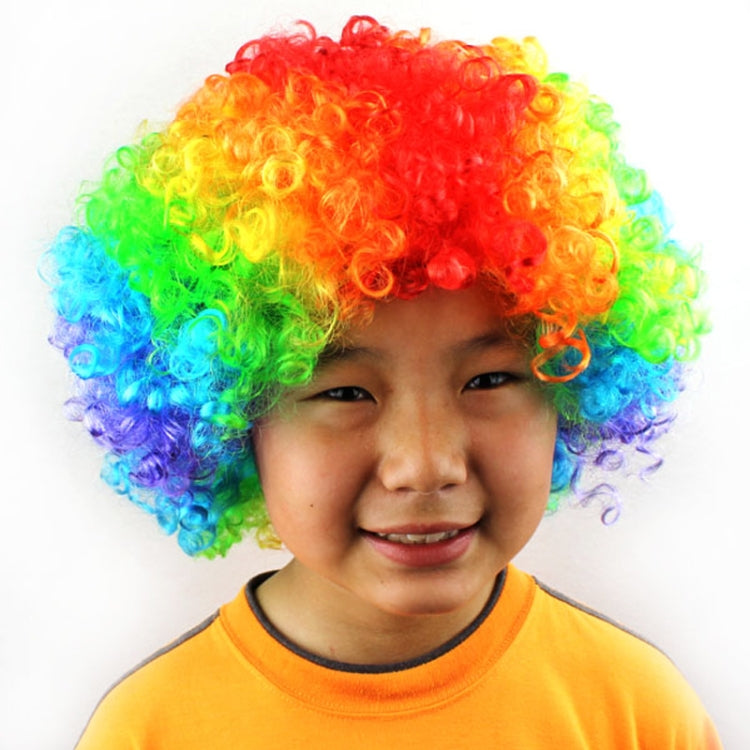 Colorful Wild-Curl Up Crown Party Cosplay Headwear Wavy Short Polyester Yarn Made Wigs For Adult And Child(iridescence) - free shipping - PMC TechLife - Order now!