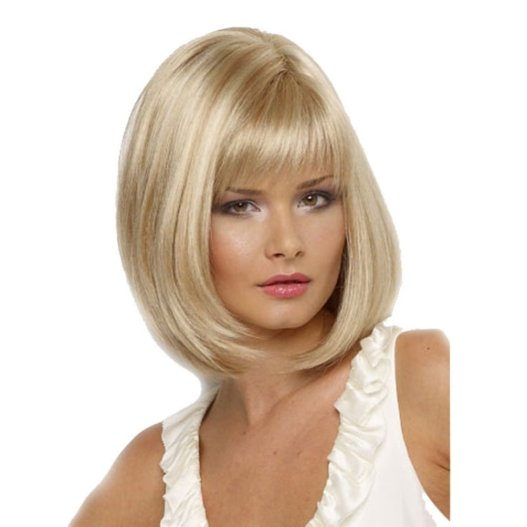 Short Straight Hair Bob Haircut Wig Chemical Fiber Hair Headgear for Women(Champagne Gold) - free shipping - PMC TechLife - Order now!