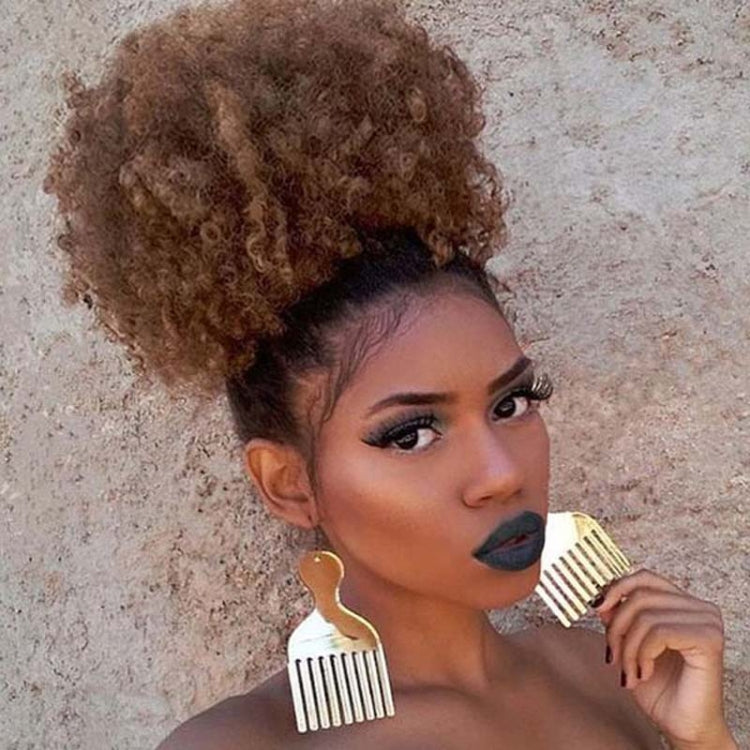 FBBZT02 European and American Black People Explosion Head Fluffy Curl Hair Net Wig (Light Brown) - free shipping - PMC TechLife - Order now!