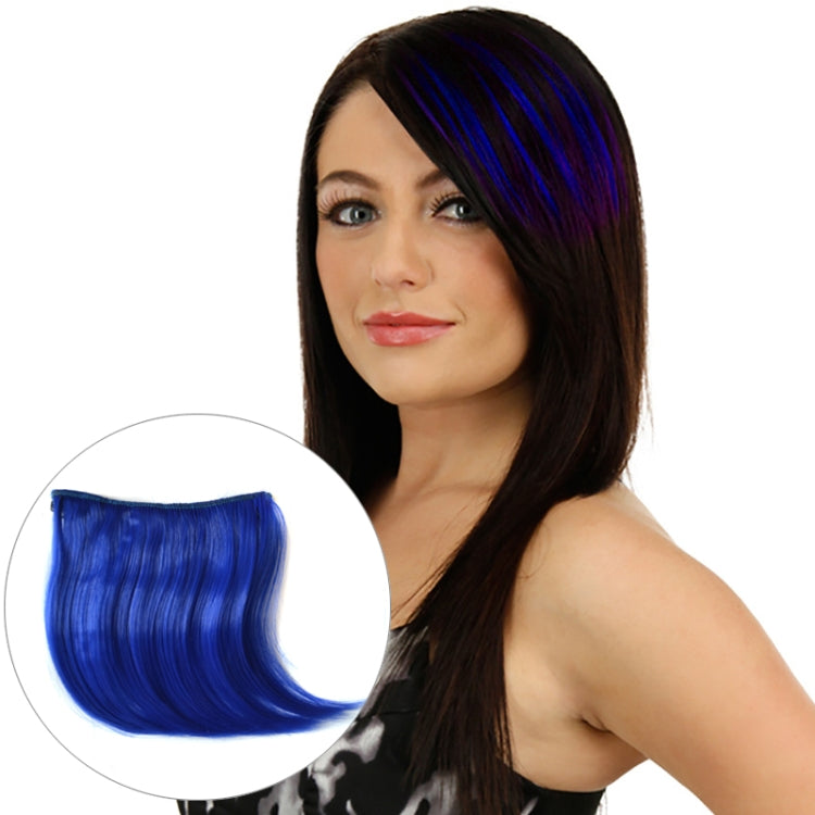 Color Gradient Invisible Seamless Hair Extension Wig Piece Straight Hair Piece Color Bangs Hair Piece(Sapphire Blue) - free shipping - PMC TechLife - Order now!
