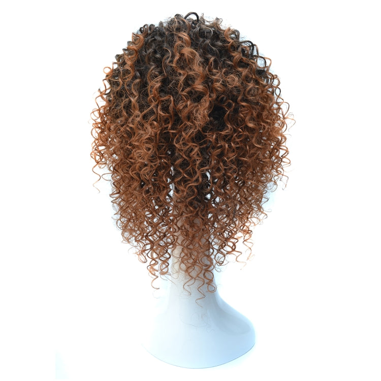 European and American Black Gradient Light Brown Wig Headgear with Short and Small Curly Hair for Women - free shipping - PMC TechLife - Order now!