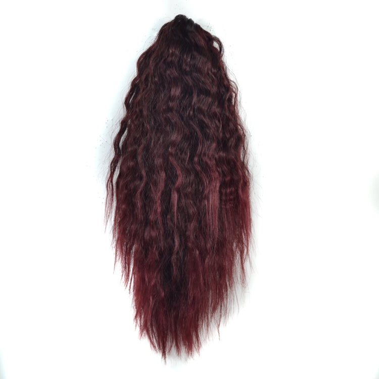 Natural Retro Short Curly Hair Clip-on Corn Blanching Horsetail Wig (Wine Red) - free shipping - PMC TechLife - Order now!