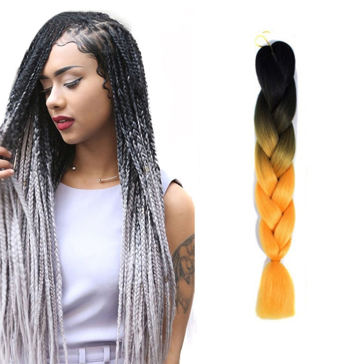 Fashion Color Gradient Individual Braid Wigs Chemical Fiber Big Braids, Length: 60cm(09 Black+Orange Yellow) - free shipping - PMC TechLife - Order now!