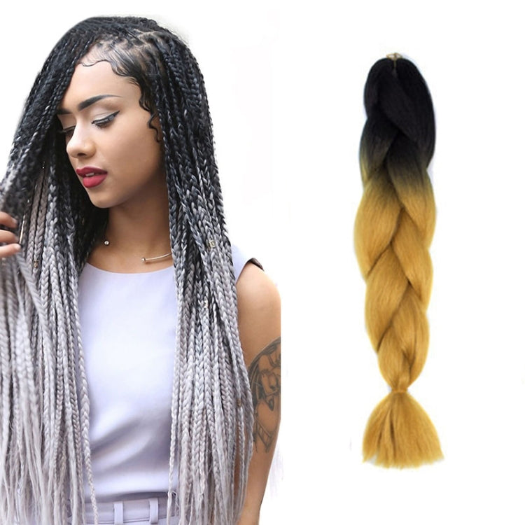 Fashion Color Gradient Individual Braid Wigs Chemical Fiber Big Braids, Length: 60cm(11 Black+Gold Yellow) - free shipping - PMC TechLife - Order now!