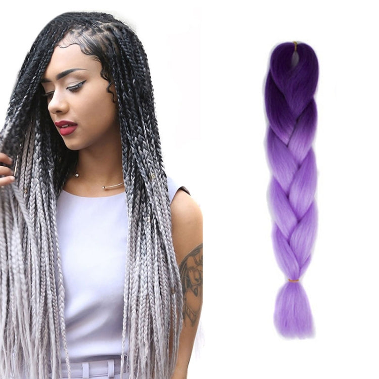 Fashion Color Gradient Individual Braid Wigs Chemical Fiber Big Braids, Length: 60cm(24 Dark Pueple+Light Purple) - free shipping - PMC TechLife - Order now!
