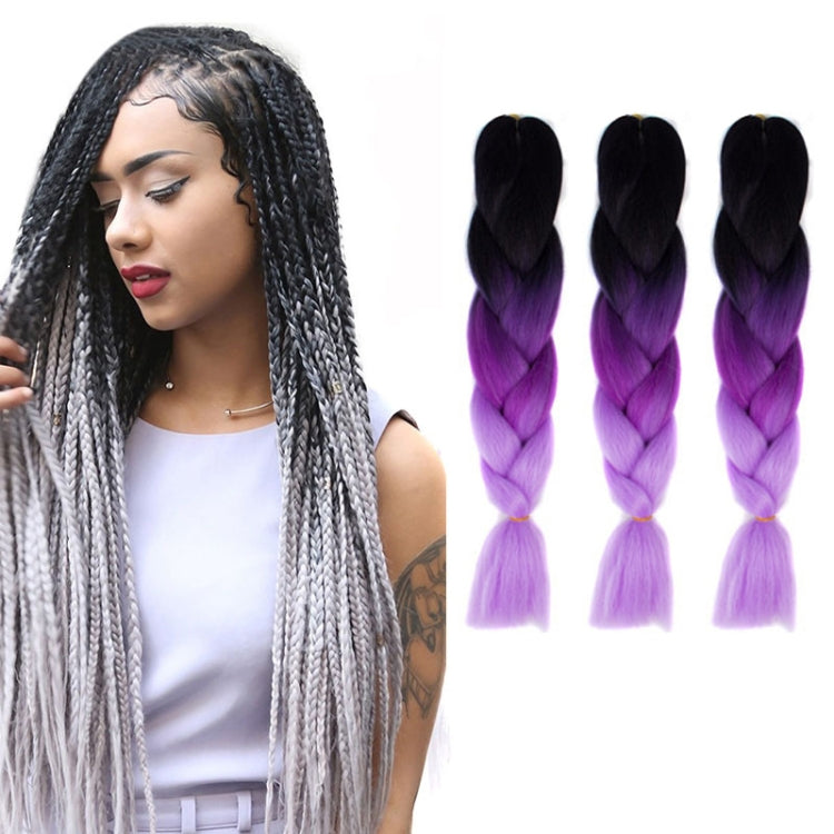 Fashion Color Gradient Individual Braid Wigs Chemical Fiber Big Braids, Length: 60cm(38 Black+Dark Purple+Light Purple) - free shipping - PMC TechLife - Order now!