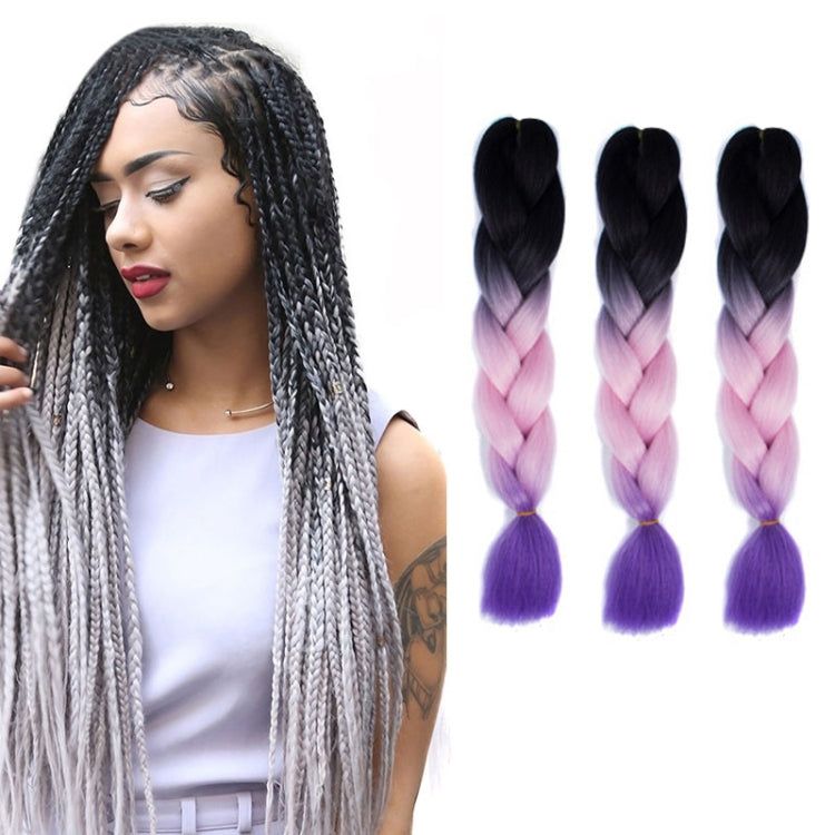 Fashion Color Gradient Individual Braid Wigs Chemical Fiber Big Braids, Length: 60cm(44 Black+Pink+Purple) - free shipping - PMC TechLife - Order now!