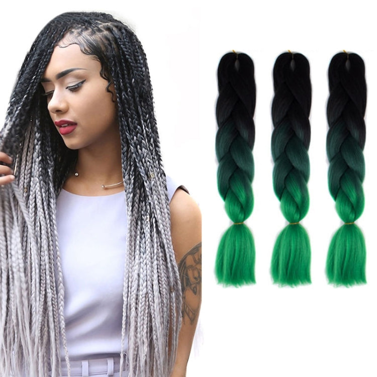 Fashion Color Gradient Individual Braid Wigs Chemical Fiber Big Braids, Length: 60cm(46 Black+Dark Green+Green) - free shipping - PMC TechLife - Order now!