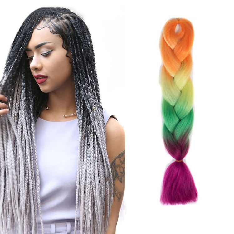 Fashion Color Gradient Individual Braid Wigs Chemical Fiber Big Braids, Length: 60cm(30 Orange+Yellow+Green+Purple+Red) - free shipping - PMC TechLife - Order now!