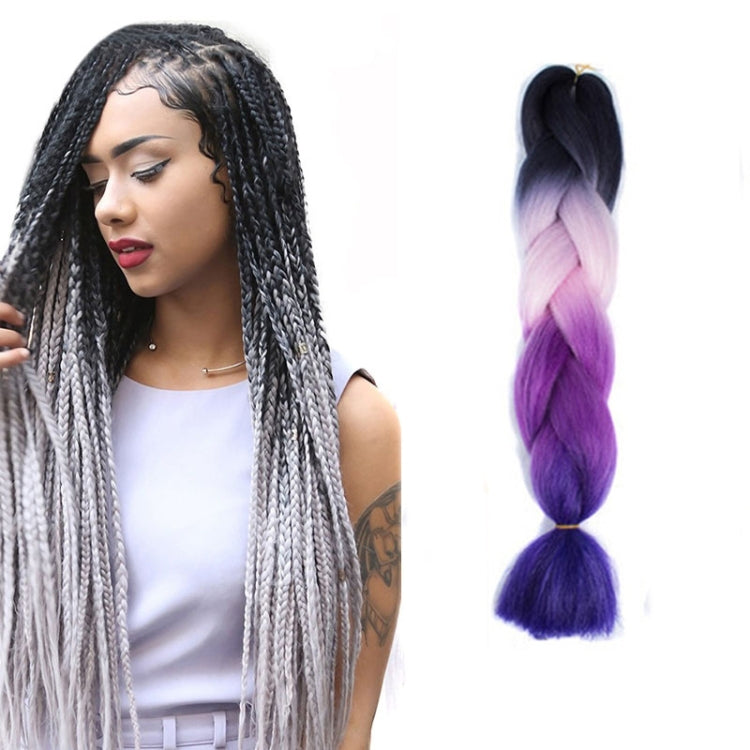 Fashion Color Gradient Individual Braid Wigs Chemical Fiber Big Braids, Length: 60cm(31 Black+Pink+Purple+Blue) - free shipping - PMC TechLife - Order now!