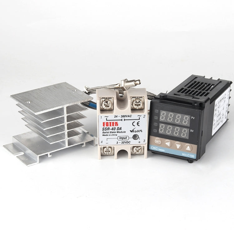 8800W REX-C100 Thermostat + Heat Sink + Thermocouple + SSR-80 DA Solid State Module Intelligent Temperature Control Kit - free shipping - PMC Jewellery - Order now!