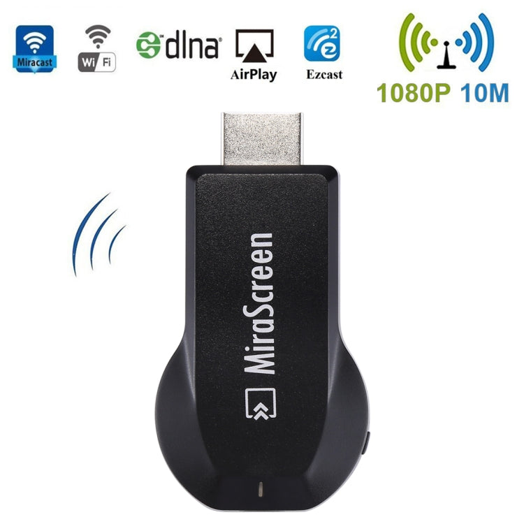 MiraScreen WiFi Display Dongle / Miracast Airplay DLNA Display Receiver Dongle Wireless Mirroring Screen Device with 2 in 1 USB Cable (Black) - Wireless Display Dongle by PMC TechLife | Online Shopping South Africa | PMC TechLife | Buy Now Pay Later Mobicred