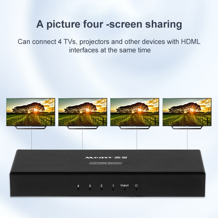 Measy SPH104 1 to 4 4K HDMI 1080P Simultaneous Display Splitter, US Plug - free shipping - PMC Jewellery - Order now!