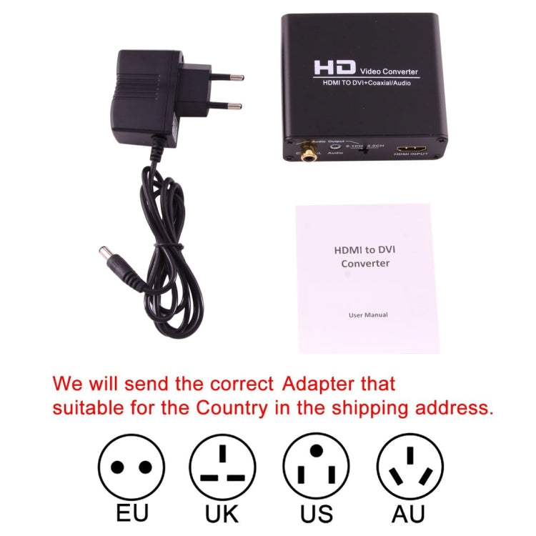 NEWKENG X5 HDMI to DVI with Audio 3.5mm Coaxial Output Video Converter, EU Plug - Converter by PMC Jewellery | Online Shopping South Africa | PMC Jewellery | Buy Now Pay Later Mobicred