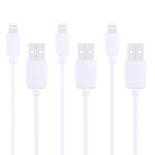 3 PCS HAWEEL 1m High Speed 8 pin to USB Sync and Charging Cable Kit for iPhone, iPad(White) - Normal Style Cable by PMC Jewellery | Online Shopping South Africa | PMC Jewellery | Buy Now Pay Later Mobicred