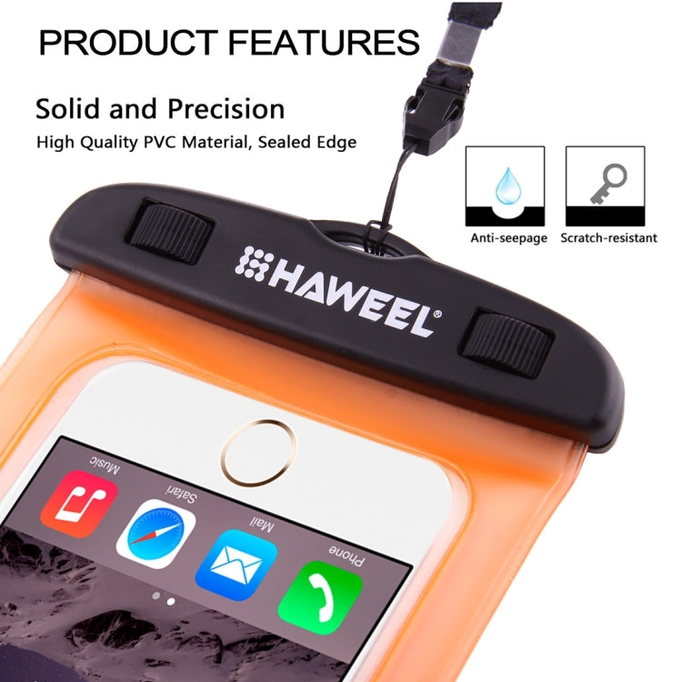 HAWEEL Transparent Universal Waterproof Bag with Lanyard for iPhone, Galaxy, Huawei, Xiaomi, LG, HTC and Other Smart Phones(Orange) - More iPhone Cases by HAWEEL | Online Shopping South Africa | PMC Jewellery | Buy Now Pay Later Mobicred