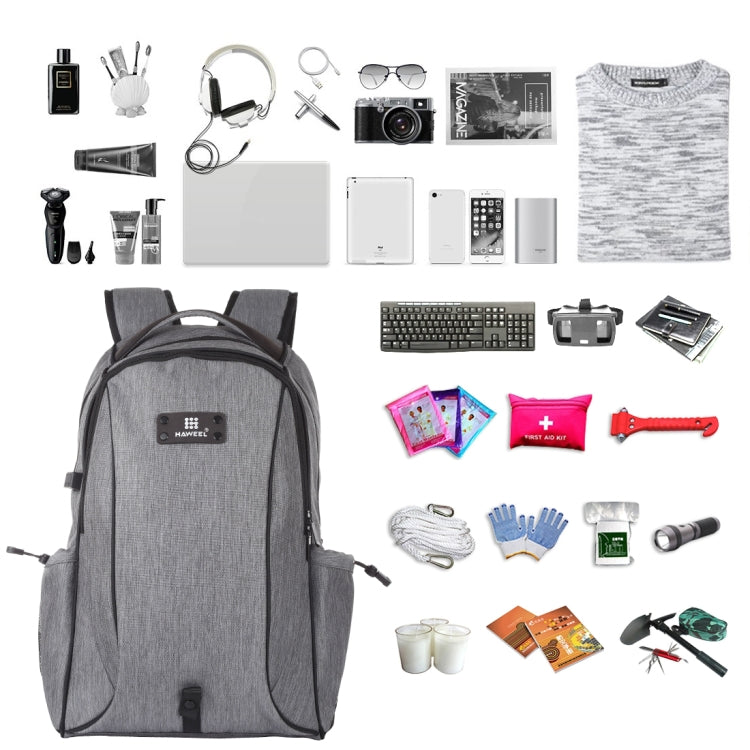 HAWEEL Outdoor Portable Canvas Dual Shoulders Laptop Backpack(Grey) - Backpack by HAWEEL | Online Shopping South Africa | PMC Jewellery | Buy Now Pay Later Mobicred