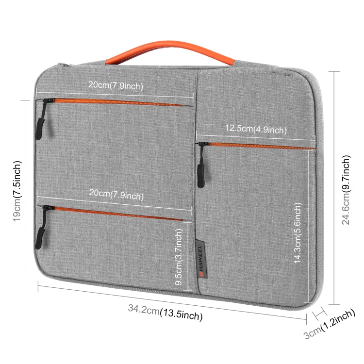 HAWEEL 13.0 inch Sleeve Case Zipper Briefcase Laptop Handbag For Macbook, Samsung, Lenovo Thinkpad, Sony, DELL Alienware, CHUWI, ASUS, HP, 13 inch -13.5 inch Laptops(Grey) - 13.3 inch by HAWEEL | Online Shopping South Africa | PMC TechLife | Buy Now Pay Later Mobicred