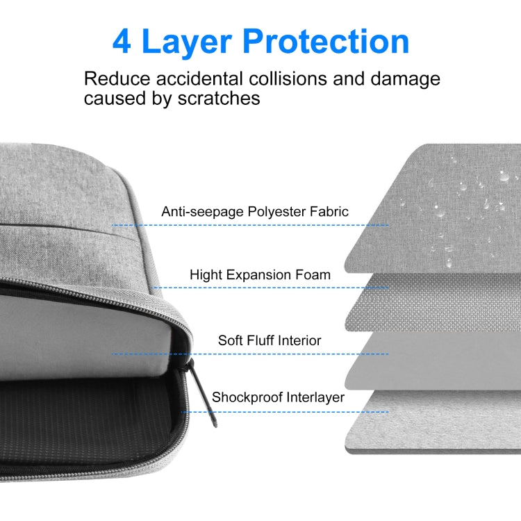 HAWEEL 13.0 inch Sleeve Case Zipper Briefcase Laptop Handbag For Macbook, Samsung, Lenovo Thinkpad, Sony, DELL Alienware, CHUWI, ASUS, HP, 13 inch -13.5 inch Laptops(Grey) - 13.3 inch by HAWEEL | Online Shopping South Africa | PMC TechLife | Buy Now Pay Later Mobicred